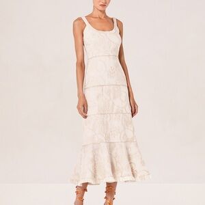 Alexis Cream Square Neck Midi Sundress